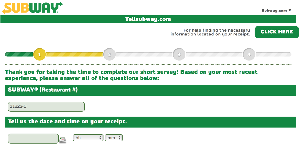 Filling of the Personal Details at the Tellsubway Website