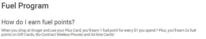 Kroger Feedback Fuel Points Program