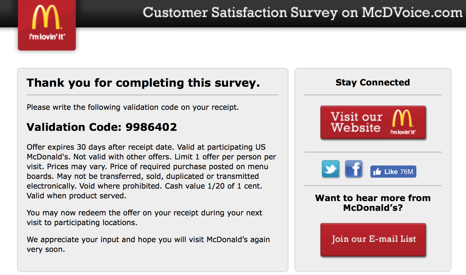 Mcdvoice.com Customer Survey 27