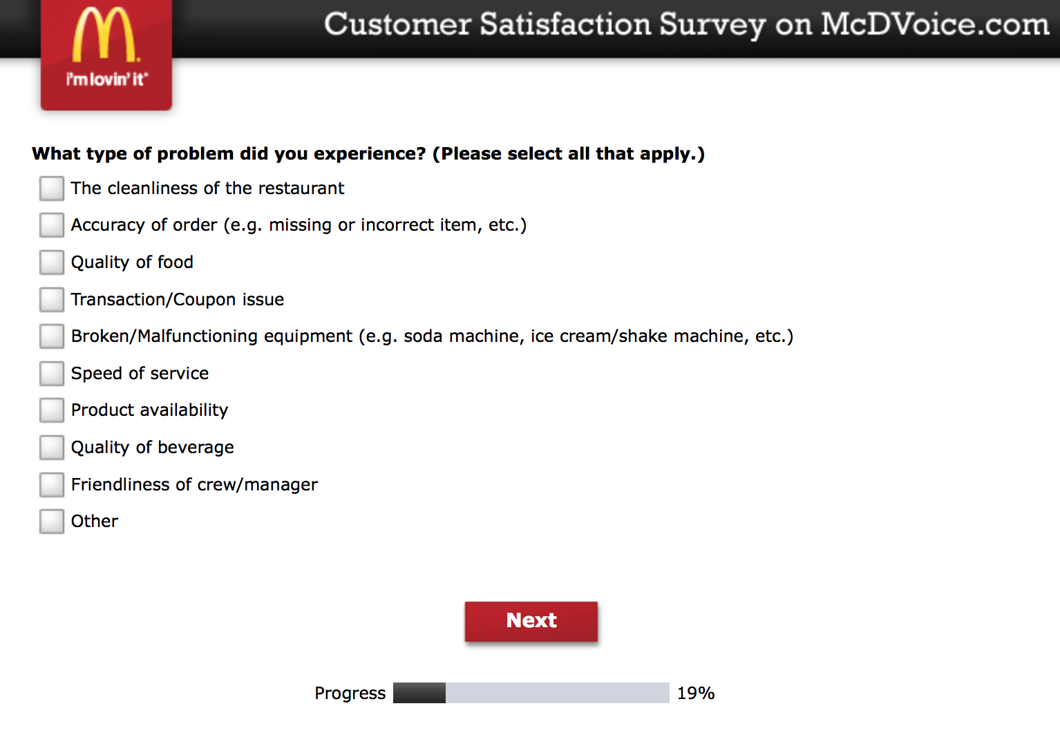 Mcdvoice.com Customer Survey 8