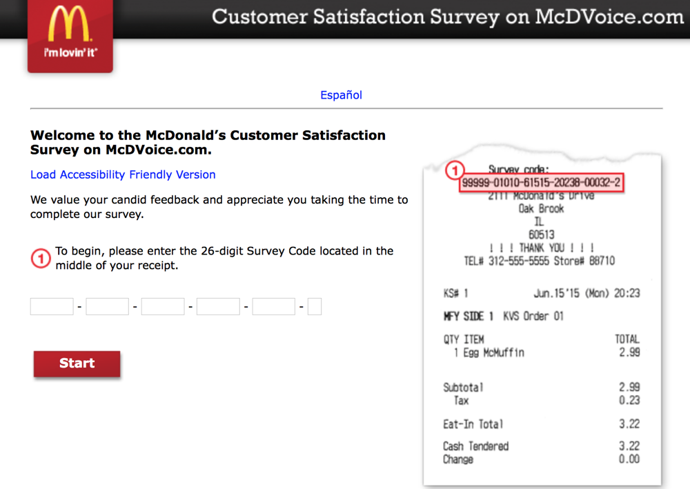 Mcdvoice.com Customer Survey