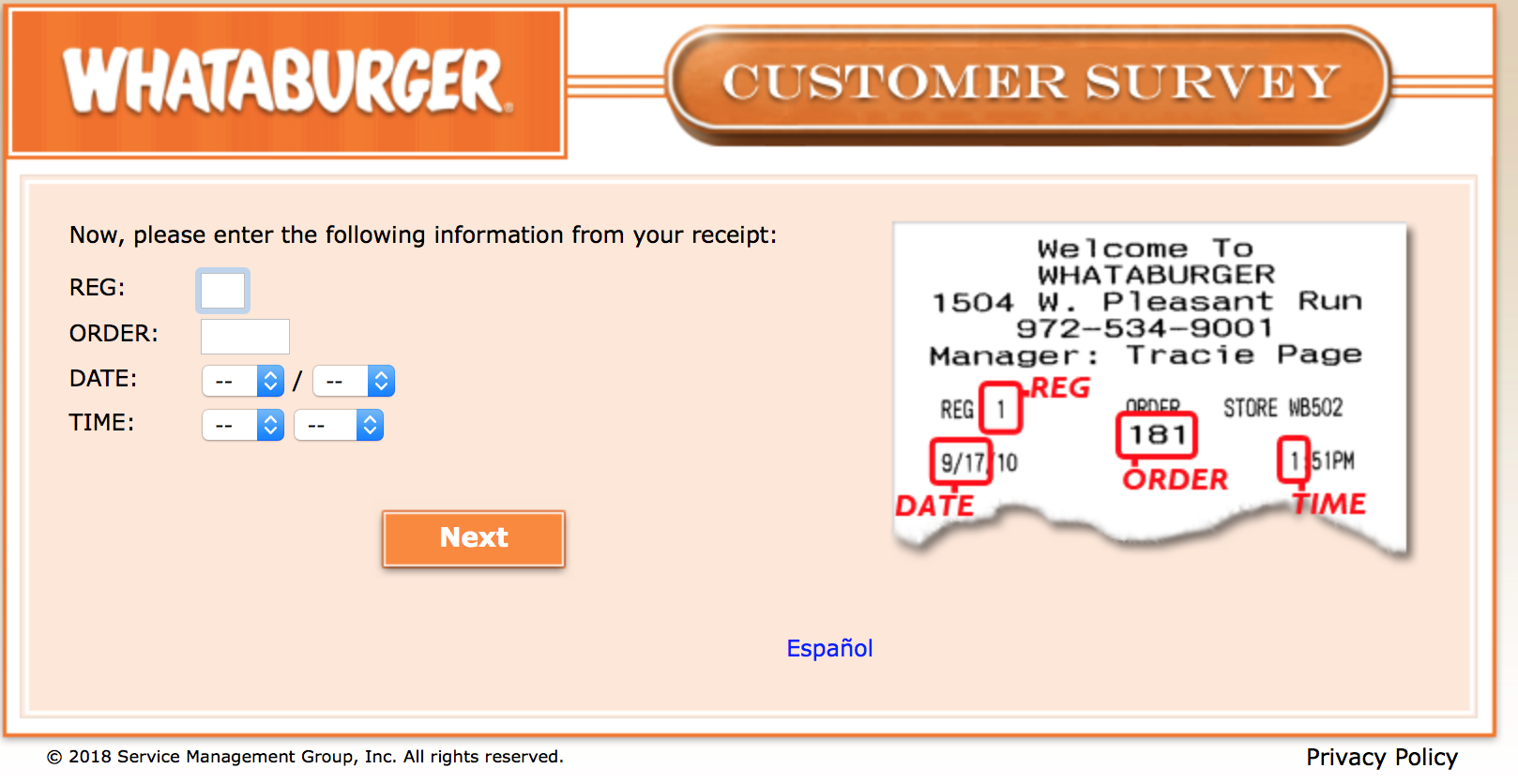 Whataburger Survey 3