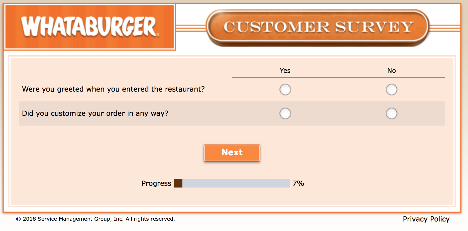 Whataburger Survey 6