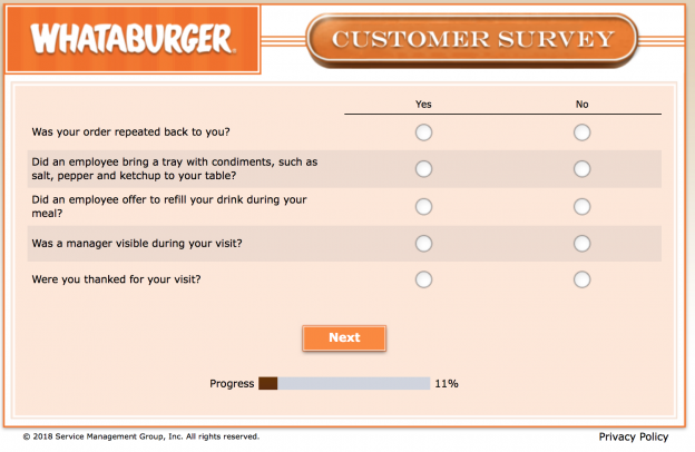 Whataburger Survey 7.