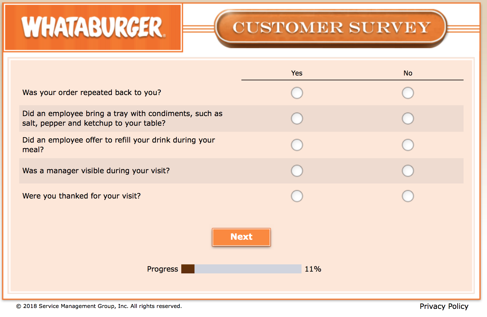 Whataburger Survey 7