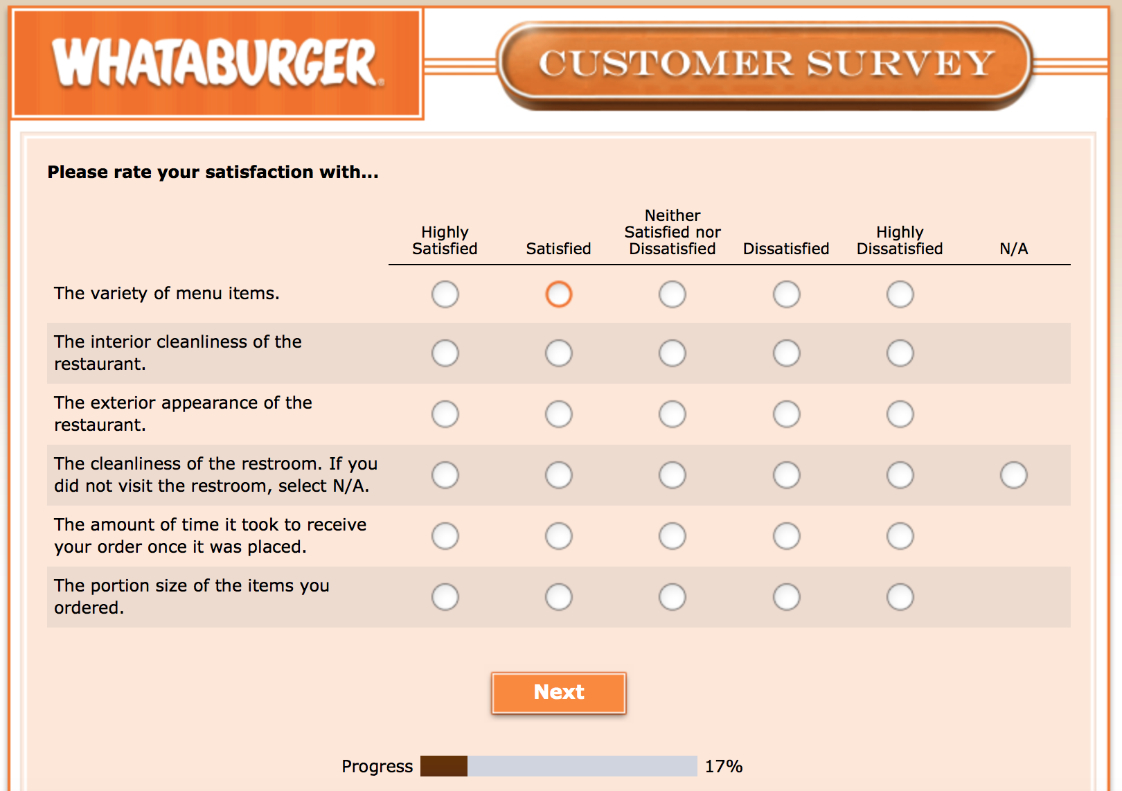 Whataburger Survey 8