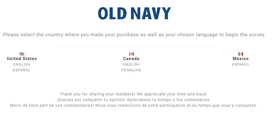 Feedback 4 Old Navy Survey