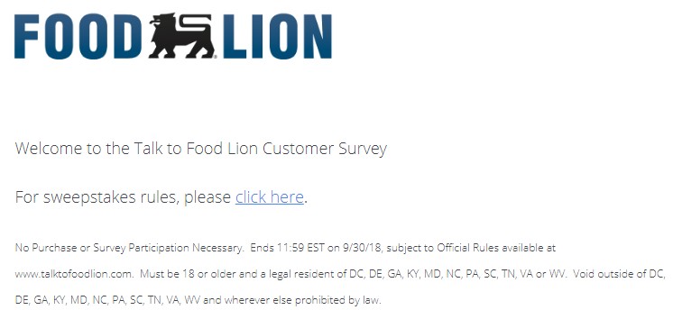 Food Lion Customer Satisfaction Survey