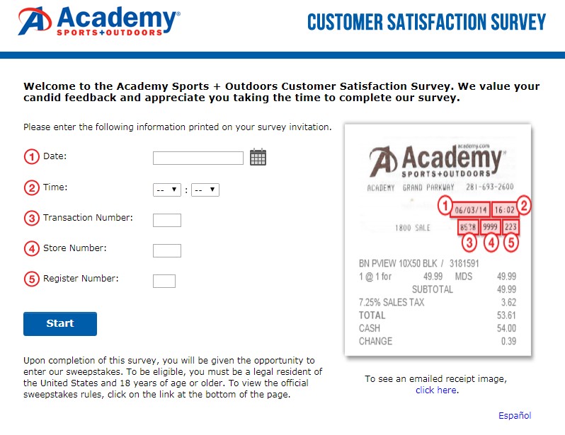 Academy Sports + Outdoors Customer Satisfaction Survey