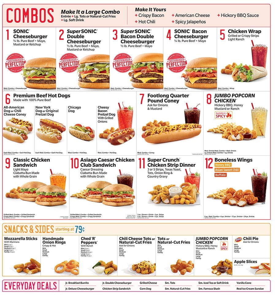 Sonic Drivein Menu Delicious Food and Drinks