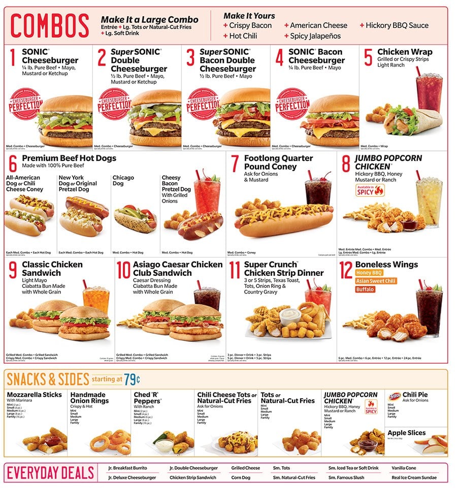 Sonic Drive-in Menu