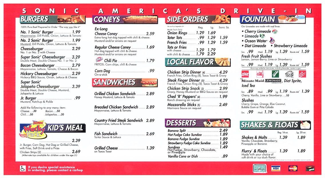Sonic Drive In Prices
