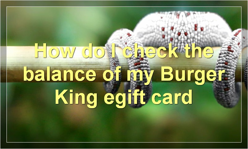 How do I check the balance of my Burger King egift card