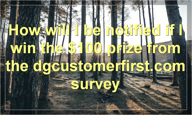 How will I be notified if I win the $100 prize from the dgcustomerfirst.com survey